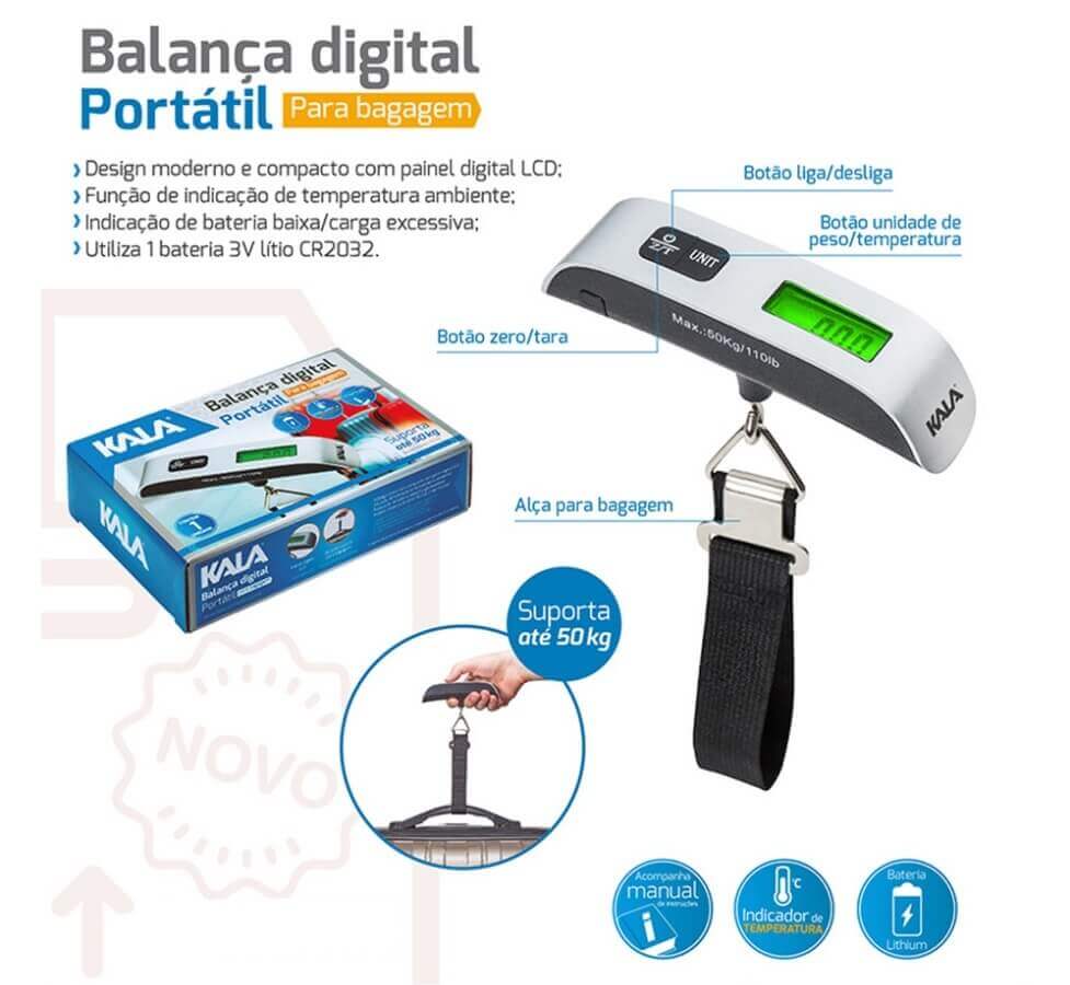 Balança Digital para Bagagens c/ visor digital  - Peso Maximo 50kg